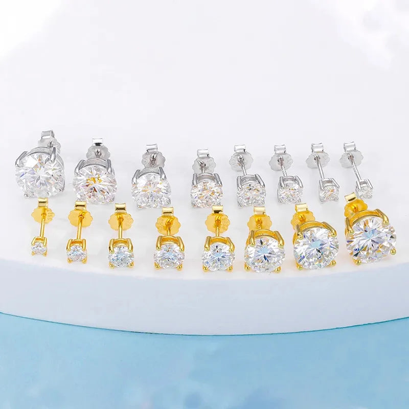 Real 0.1-3CT Test Passed Moissanite Diamond Stud Earrings for Women S925 Silver Platinum Plated Bride Wedding GRA Fine Jewelry TAVEN System LLC