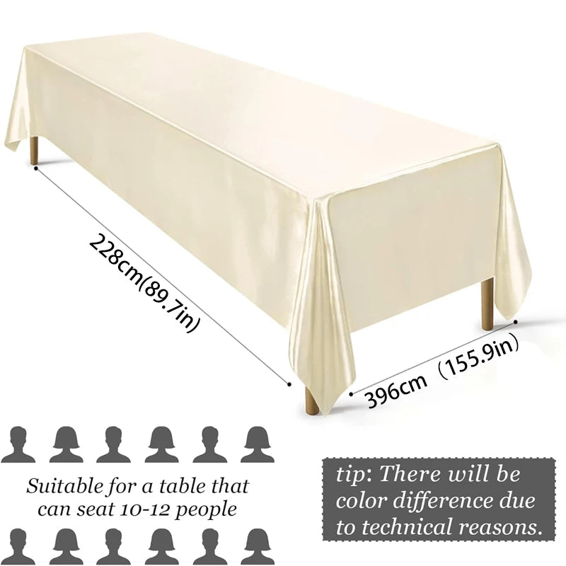 Rectangle Wedding Satin LargeTablecloth Bright Smooth Silk Table Cover Christmas Anniversary Dining Party high-end Table Decor TAVEN System LLC