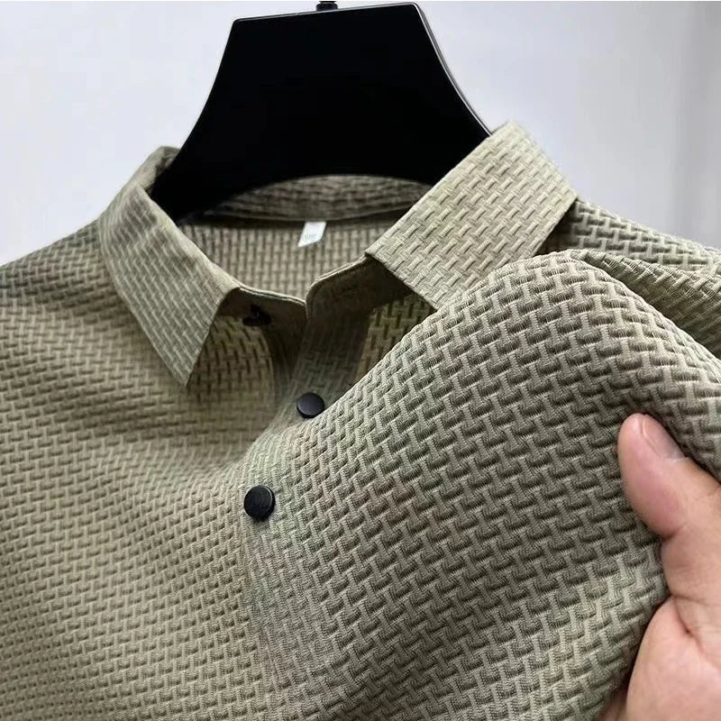 Men's Solid Color Polo Shirt Breathable Casual Short Sleeve TAVEN System LLC