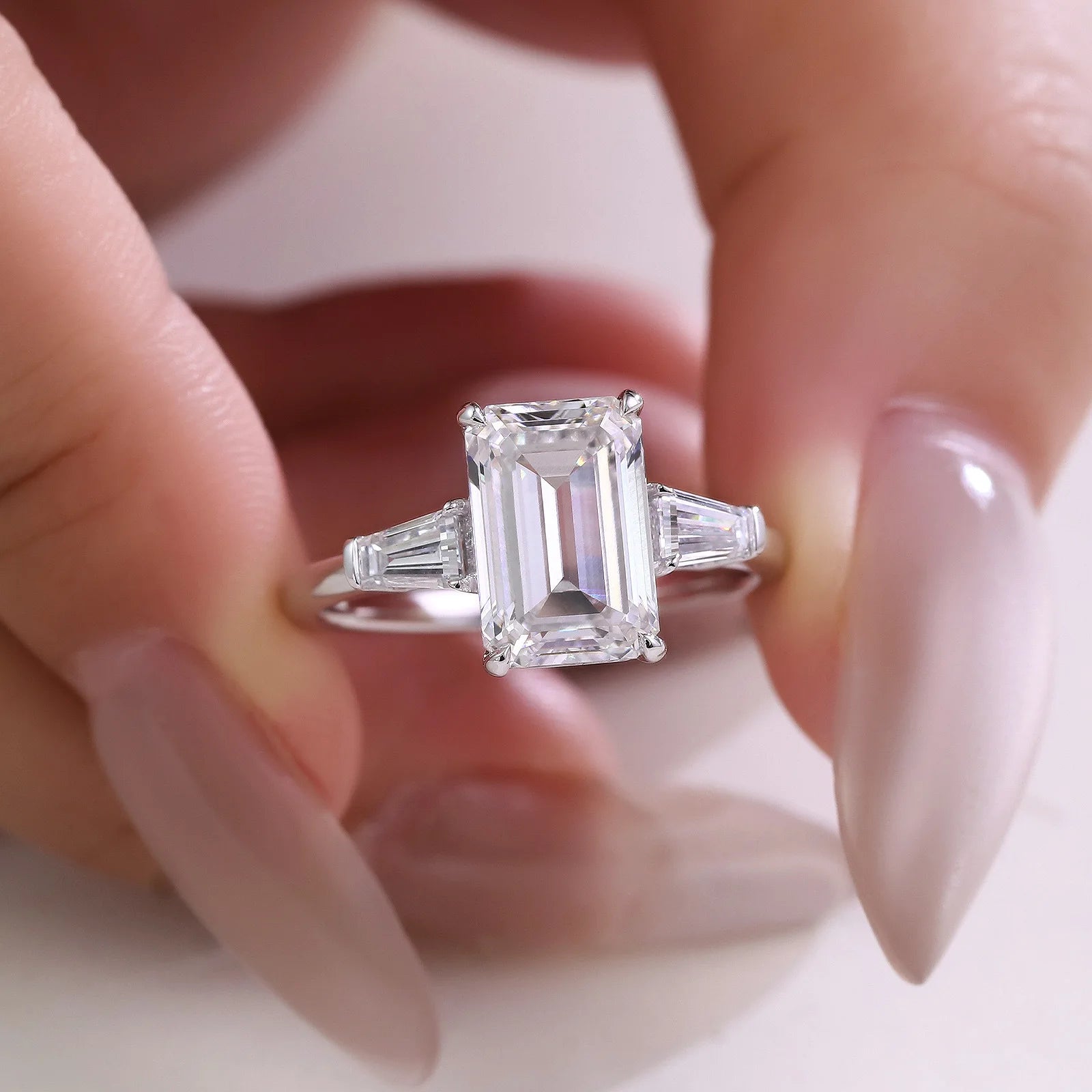 Excellent Radiant Cut D Color Pass Diamond Test Moissanite Ring for Women Fine Jewelry Halloween decoration Party Jewelr festival gifts Unique jewelry TAVEN System LLC