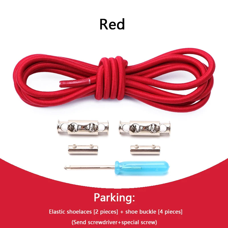 1 Pair No tie Shoelaces For Sneakers Elastic Shoelace Metal Spring Lock Man And Woman Shoe Accessories Lazy Shoe Laces 100cm TAVEN System LLC