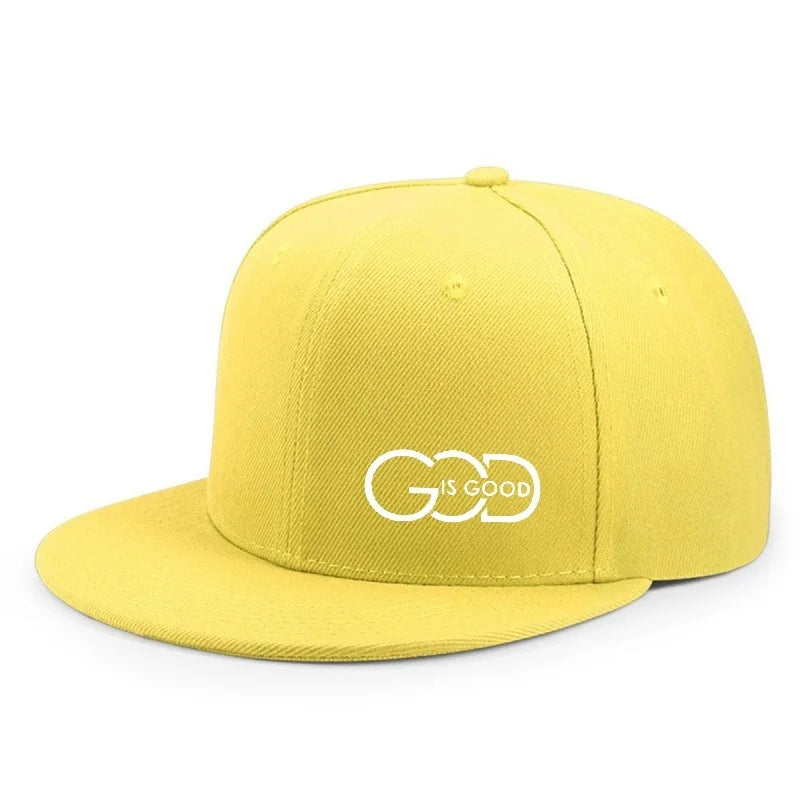 God Is Good Snapback Cap Black Flat Brim Adjustable Baseball Hat