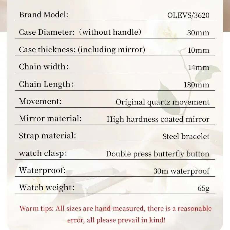 OLEVS 3620 Women Watch Luxury Brand Diamond Quartz Watch Fashion Automatic Calendar Waterproof Women Watch Bracelet Set Reloj TAVEN System LLC