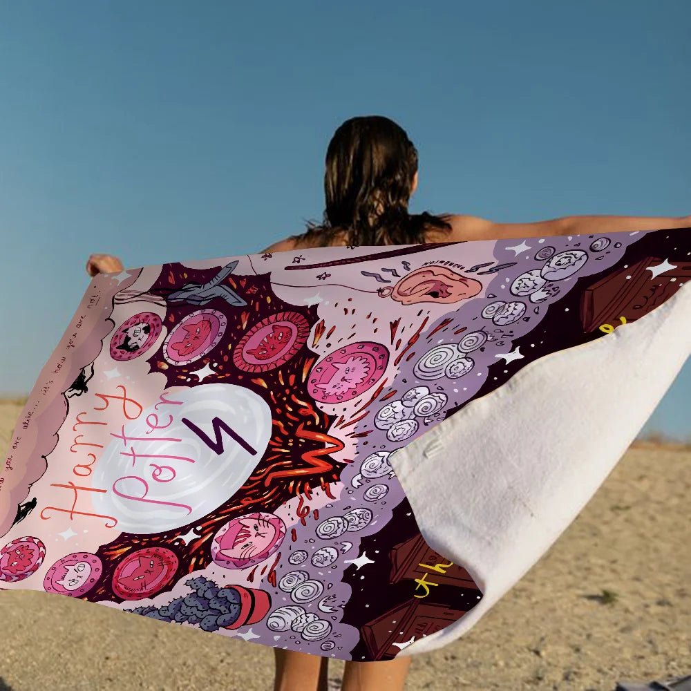 Boys-potter-Harries Logo Beach Towel Cartoon Cute Summer Large Bath Pool Beach Towel Microfiber Absorbent for Swimming Travel TAVEN System LLC