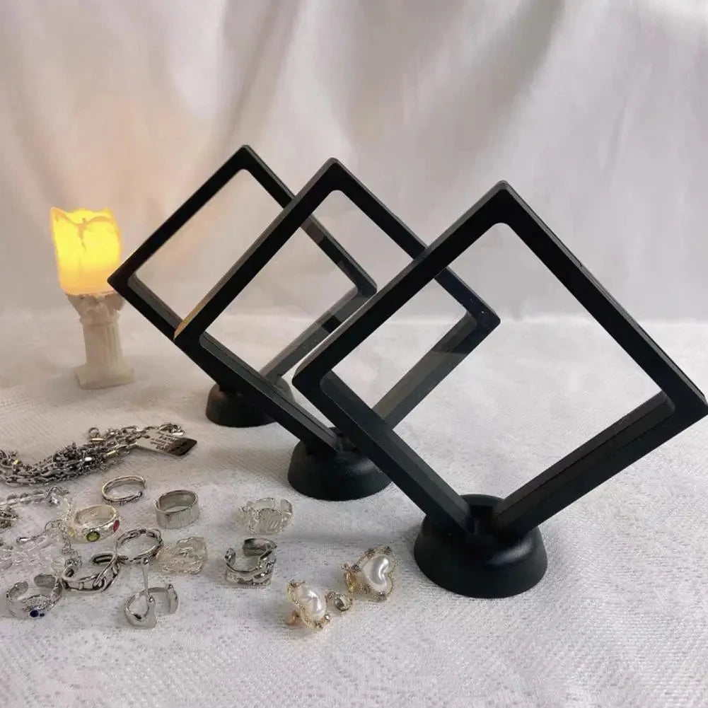 10Pcs PE Film Jewelry Storage Box 3D Packaging Case Free Stand Floating Frame Membrane Ring Earrings Necklace Display Holder TAVEN System LLC