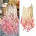 Color: #6, Stretched Length: 14inches - Synthetic No Clip Wave Hair Extensions Ombre Natural Black Blonde Pink One Piece False Hairpiece Fish Line Fake Hair Piece Taven