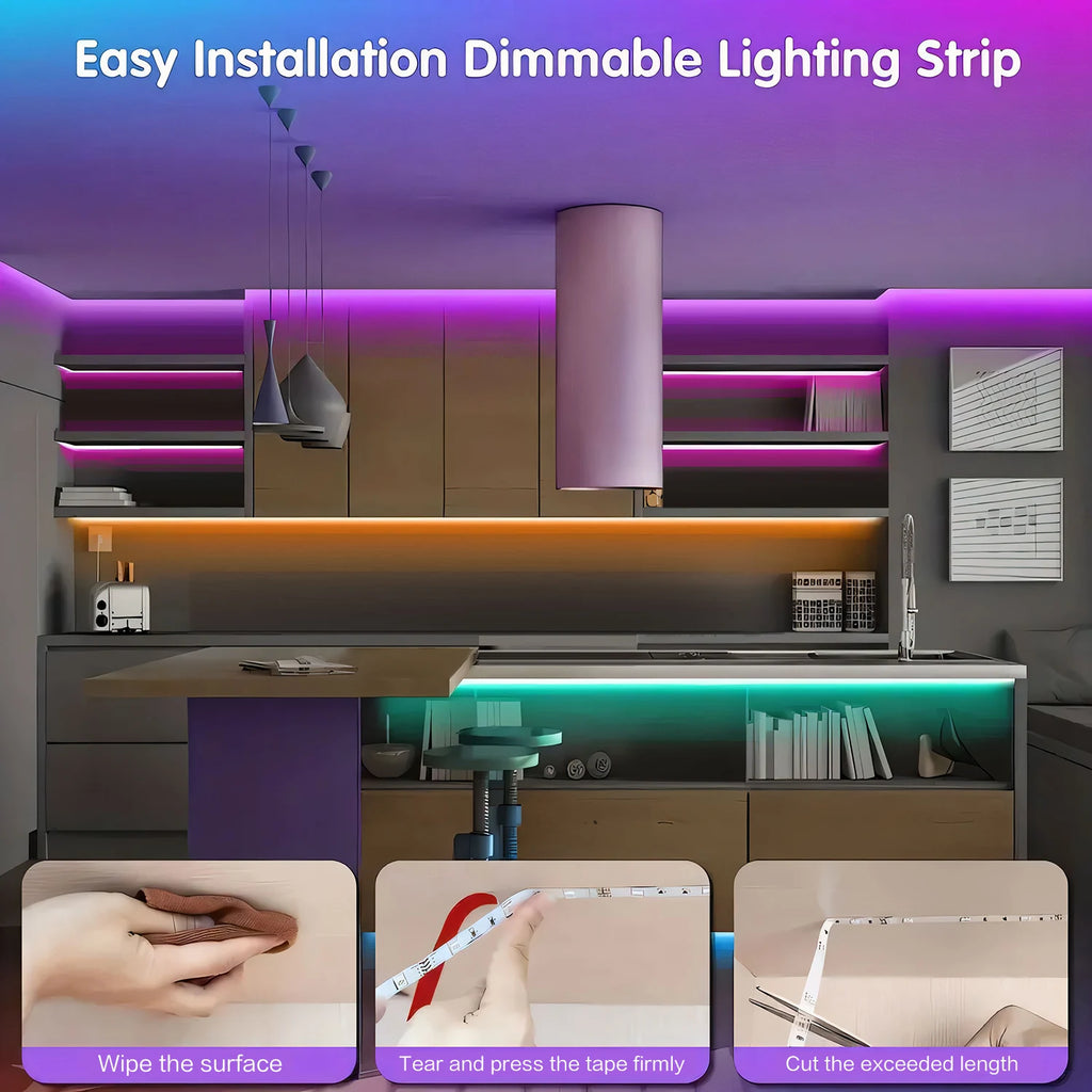 100FT Bluetooth LED Strip Lights, RGB Color Changing Led Strip Lighting with 24-Key Remote and  APP Control, Music Sync Lights TAVEN System LLC