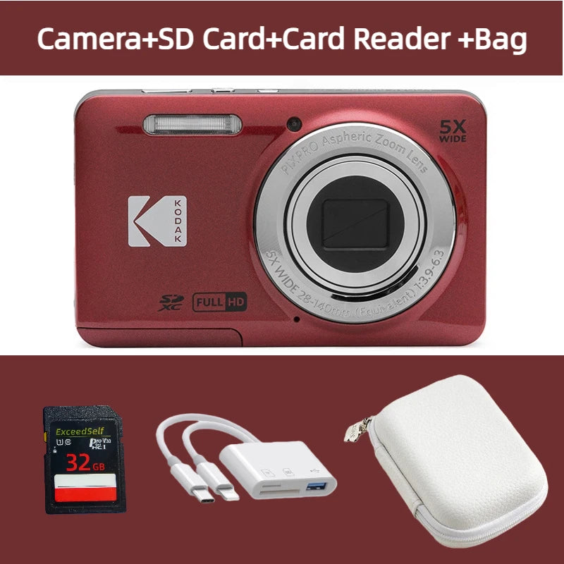KODAK PIXPRO FZ55-RD 16MP Digital Camera 5X Optical Zoom 28mm Wide Angle 1080P Full HD Video 2.7" LCD Vlogging Camera TAVEN System LLC