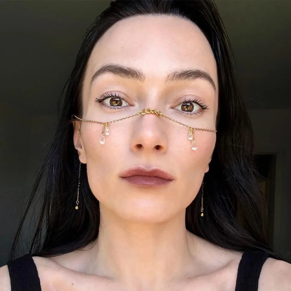 A crystal pendant face chain, a fashionable and natural-style stage accessory for women, trendy and unique jewelry. TAVEN System LLC