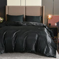 3pcs Satin Duvet Cover Set Bedding Sets Queen Black  Series Luxury Rich Silk Silky Soft Solid   Sexy Honeymoon Wrinkle Free TAVEN System LLC