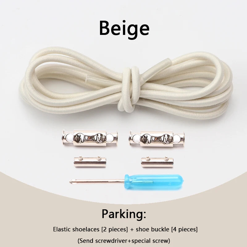 1 Pair No tie Shoelaces For Sneakers Elastic Shoelace Metal Spring Lock Man And Woman Shoe Accessories Lazy Shoe Laces 100cm TAVEN System LLC