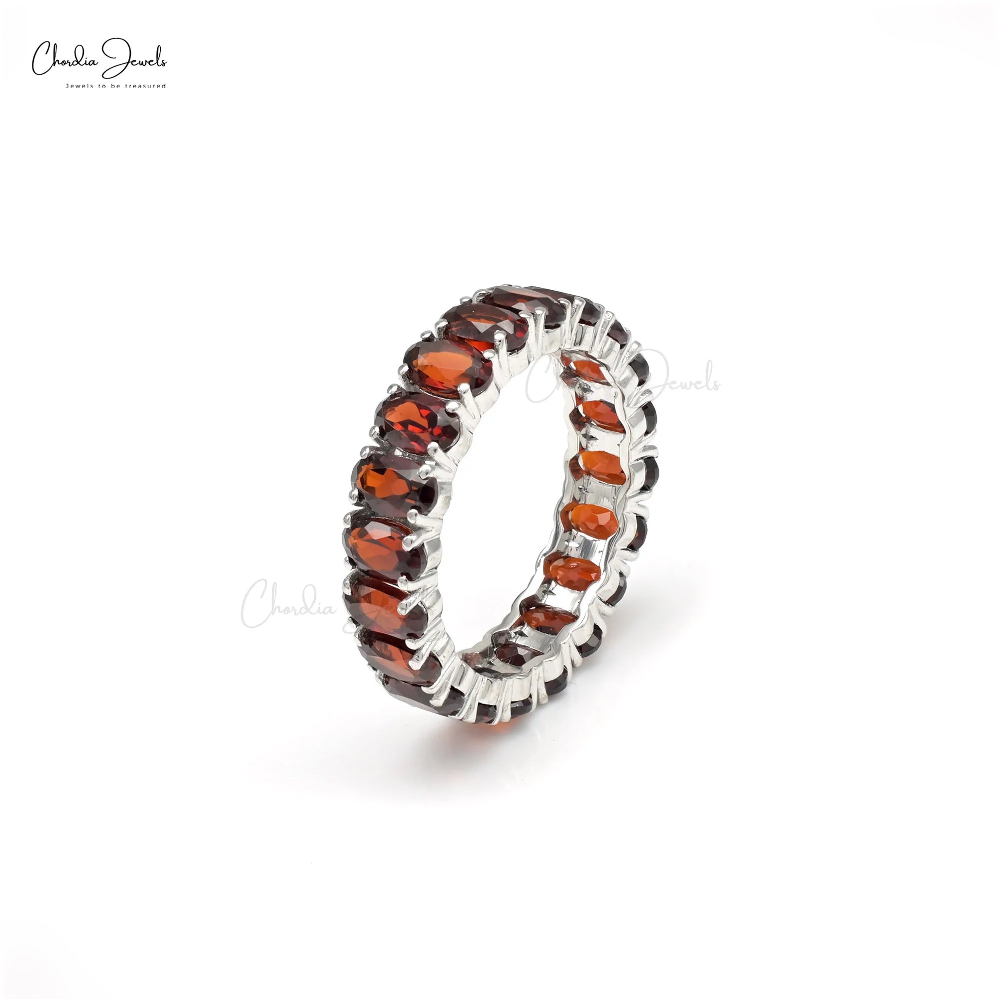 Trending Products 5x3mm Mozambique Garnet Eternity Band IGI Certified Ring 14k Fine White Gold Wedding Stacking Jewelry US-7 TAVEN System LLC