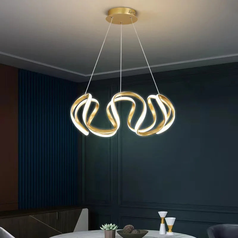 Modern Pendant Light Nordic Twisted Led Chandelier Ceiling Lamp Living Dining Room Chandelier  Corridor Personalized INS Fixture TAVEN System LLC