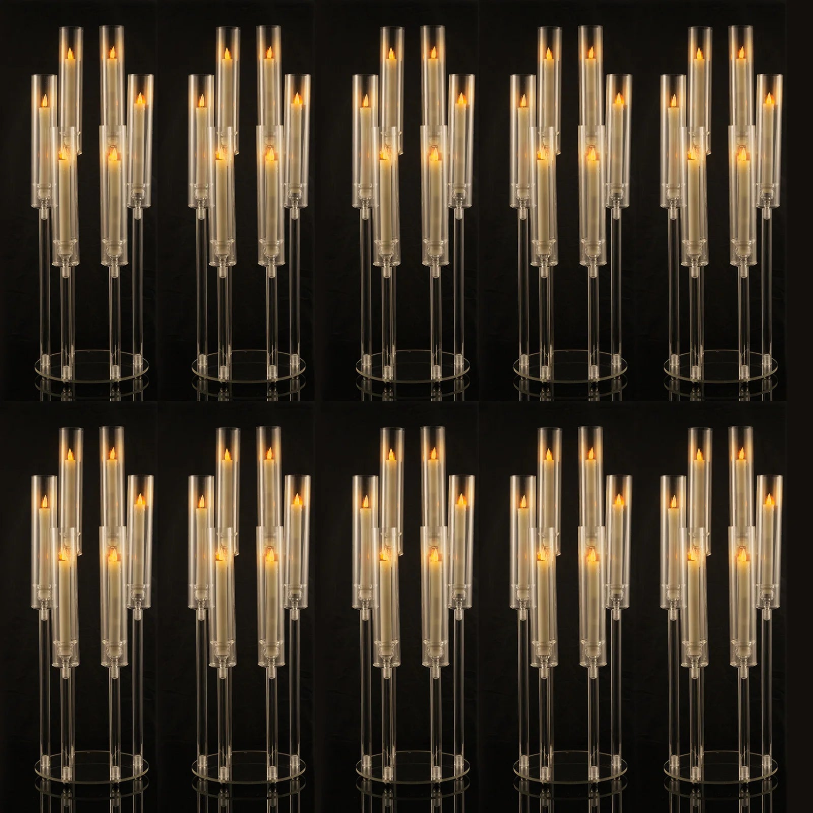 10Pcs Clear 6 Arm Candelabra Taper Candle Holder For Wedding Party Dining Table Banquet Event Decor TAVEN System LLC