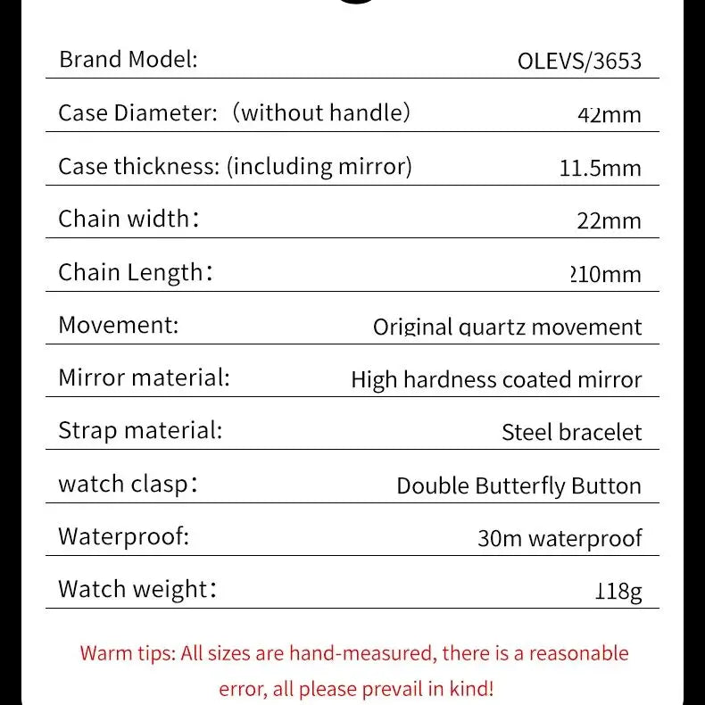 OLEVS 3653 Moon Phase Men Watch Luxury Brand Quartz Watch Fashion Original Waterproof Luminous 24-hour Automatic Date Men Watch TAVEN System LLC