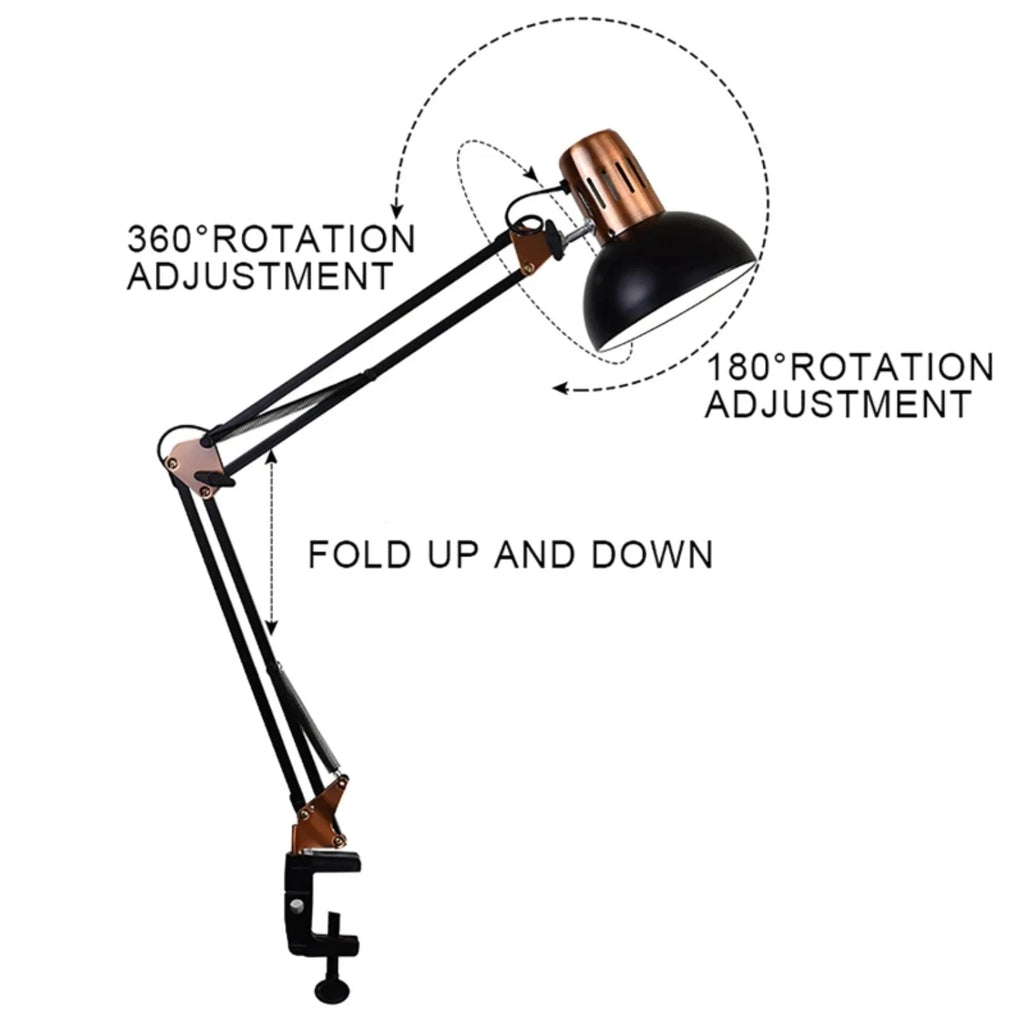 ED Studio Desk Lamp Vintage Portable Lamps With Clamp Book Reading Folding Writing Study Light Fixture  Nail Manicure Table TAVEN System LLC