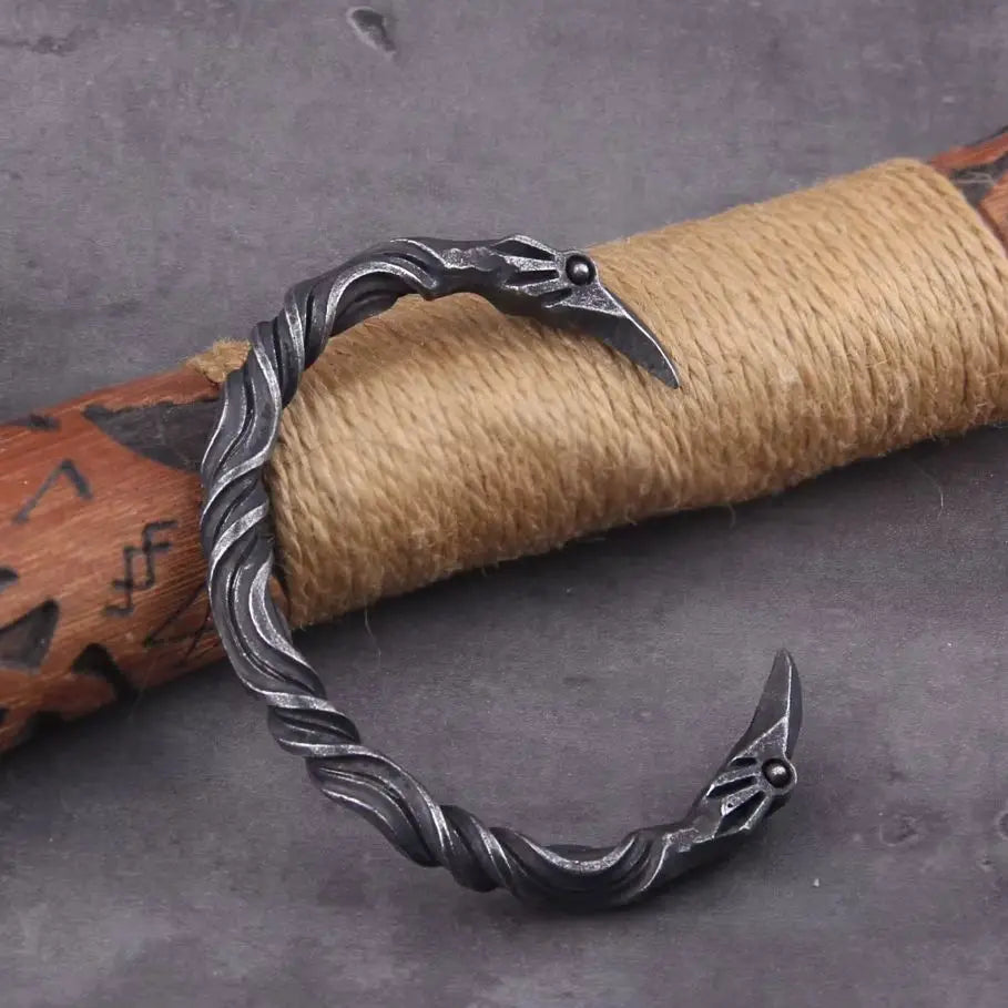 Stainless Steel Nordic Viking Norse Raven Bracelet Men Wristband Cuff Bracelets with viking wooden box TAVEN System LLC