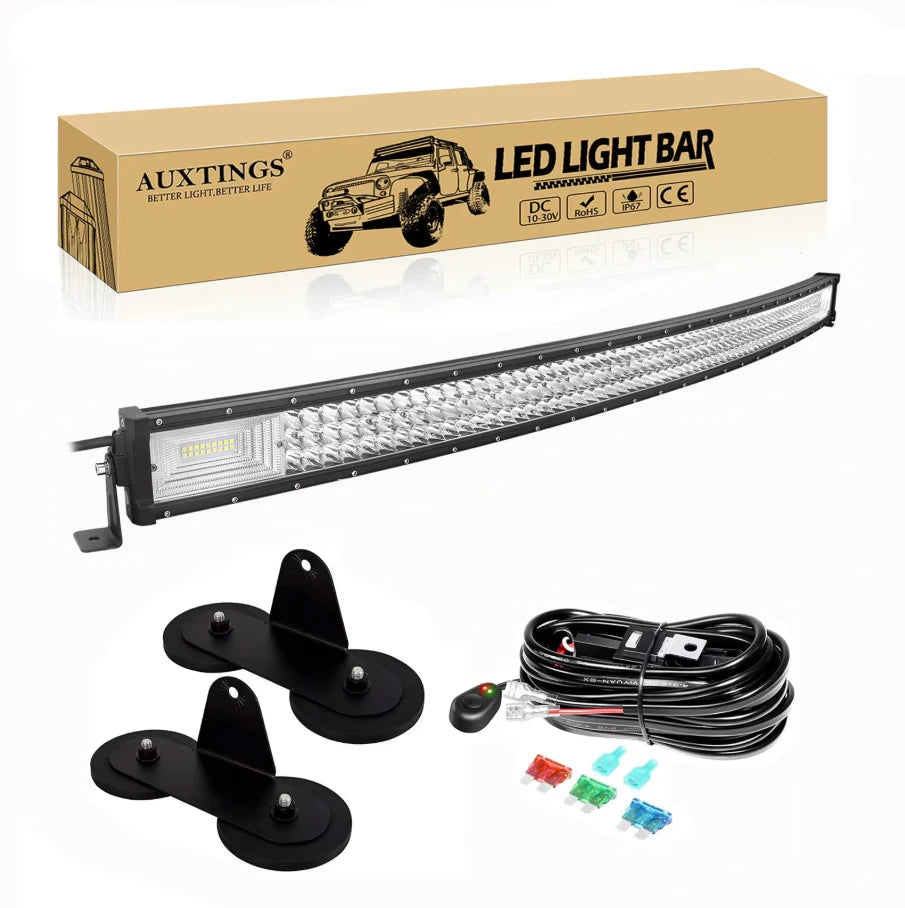 7D Curved LED Light Bar 22-52in 675W Off Road Truck Lamp TAVEN System LLC