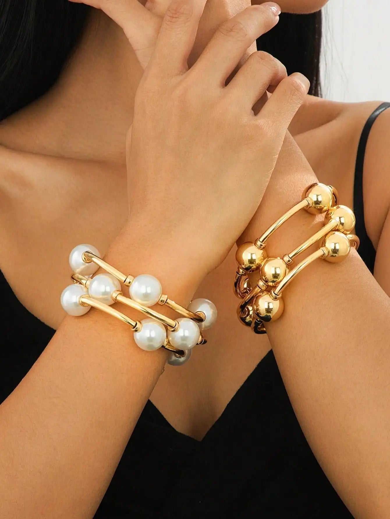 3-piece retro pearl bracelet set, European and American style, suitable for women's beach, dating, fashion photography, holiday TAVEN System LLC