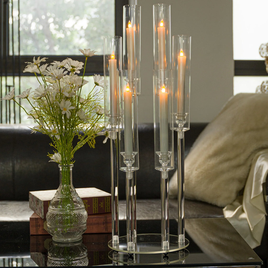 10Pcs Clear 6 Arm Candelabra Taper Candle Holder For Wedding Party Dining Table Banquet Event Decor TAVEN System LLC