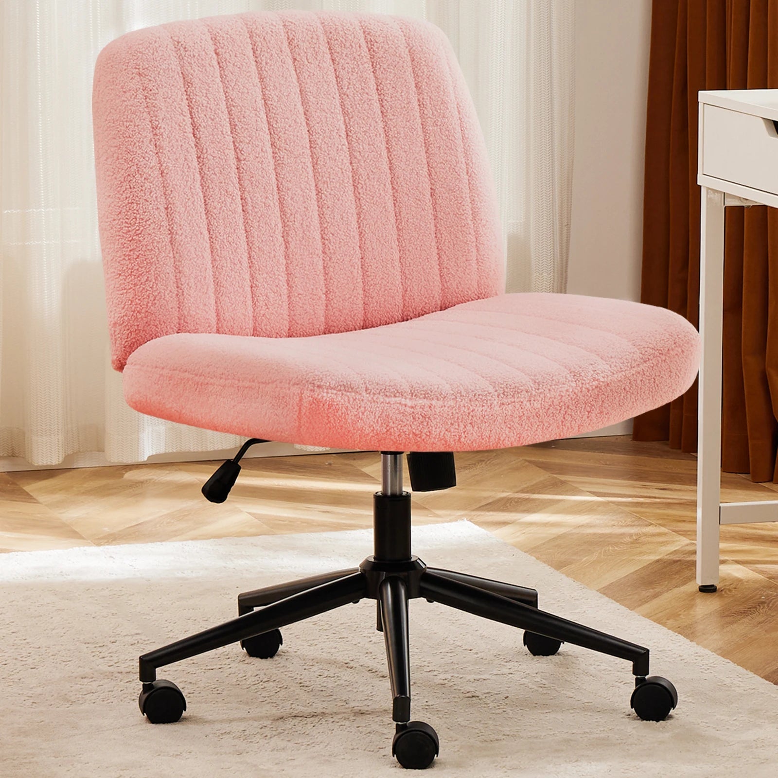 JHK Armless PU Leather Office Chair with Wheels Height Adjustable TAVEN System LLC