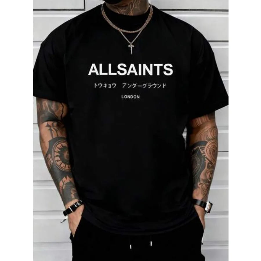 【New Arrival】AllSaints Tokyo Underground London T-Shirt Minimalist Black Tee With Japanese & English Text TAVEN System LLC