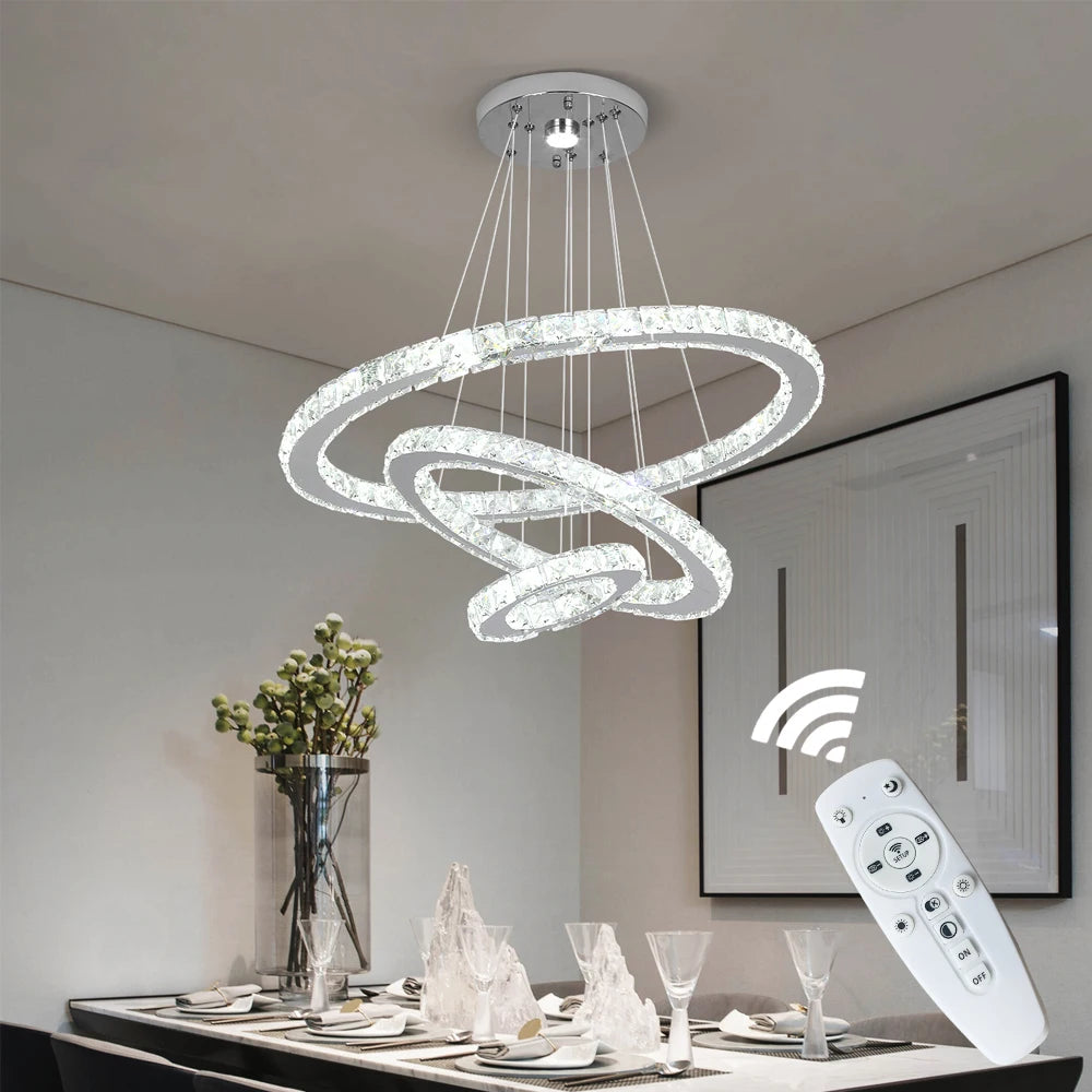 Crystal Pendant Light Living Room Remote Control Gold Chrome Lustre Ceiling Chandeilers Lamp for Bedroom Home Decoration Luminai TAVEN System LLC