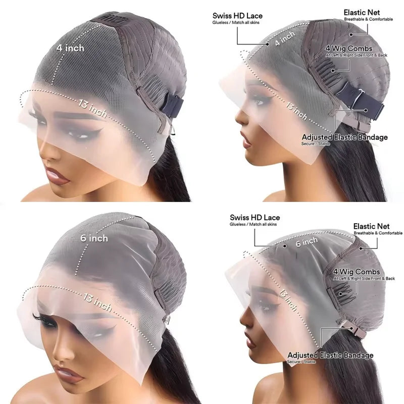 FIUMER straight human hair lace front wig