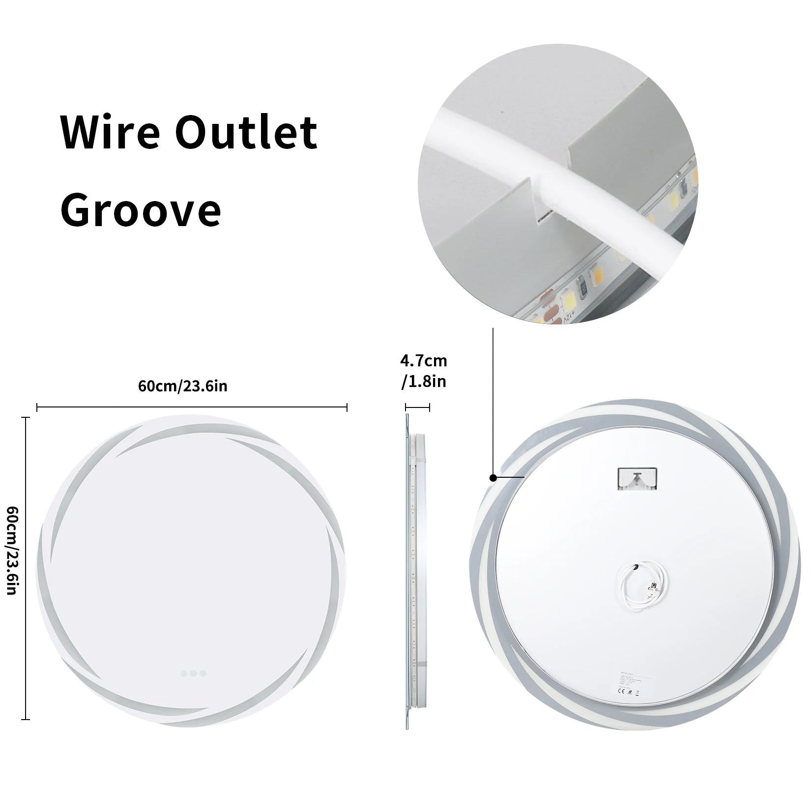 Anti-fog LED Bathroom Mirror Circle Backlit HD Wall Mounted Vanity Mirror Shatterproof 3 Colors Lights Adjust TAVEN System LLC