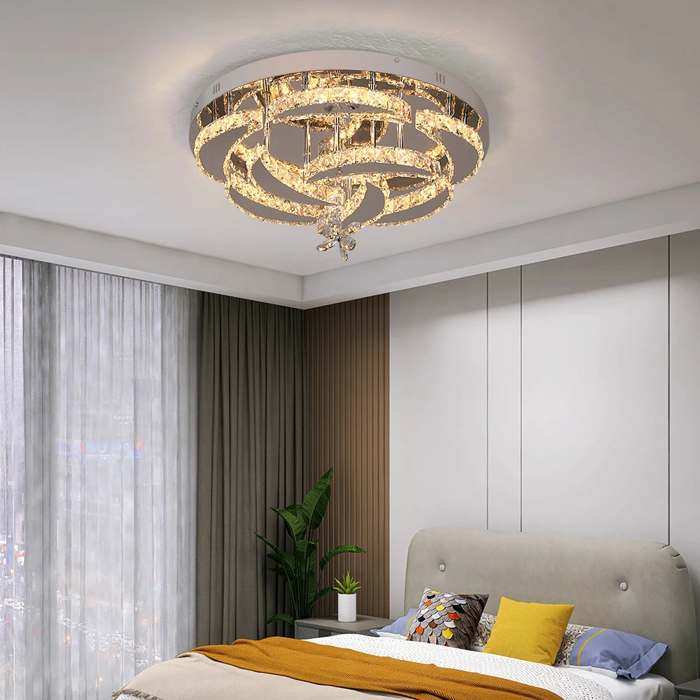 Modern Chandelier Ceiling Lamp K9 Luxury Crystal Led Living Dining Room Decor Pendant Light RC Dimmable Luminaire Home Fixture TAVEN System LLC