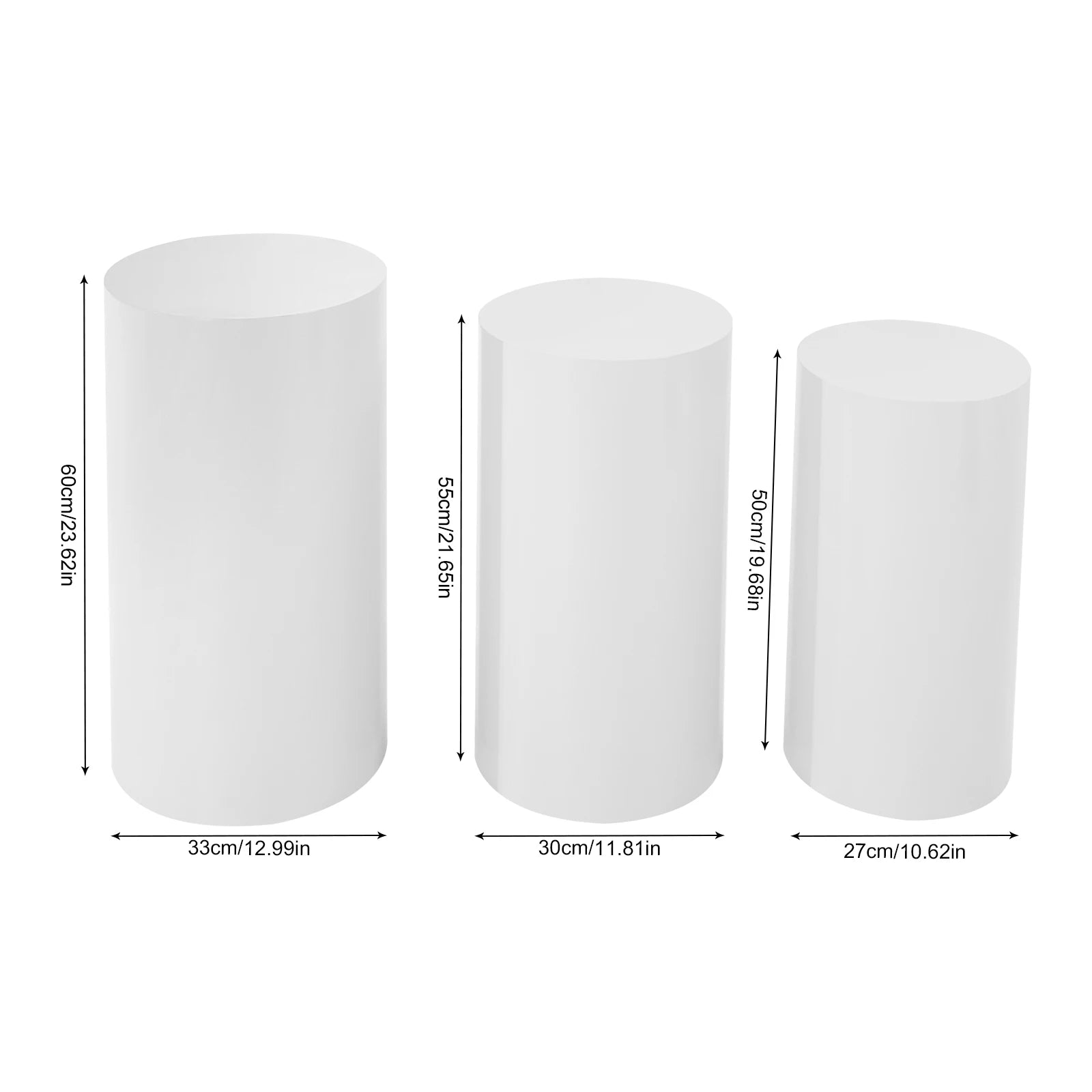 White Cylinder Pedestal Stands Wedding Cake Display Decor TAVEN System LLC