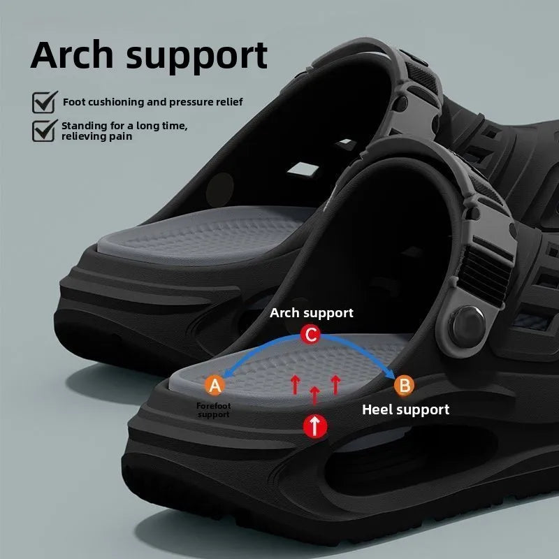 Arch support, anti slip, soft sole, wear-resistant cool slippers for wearing, thick sole breathable odor proof summer hole shoes TAVEN System LLC