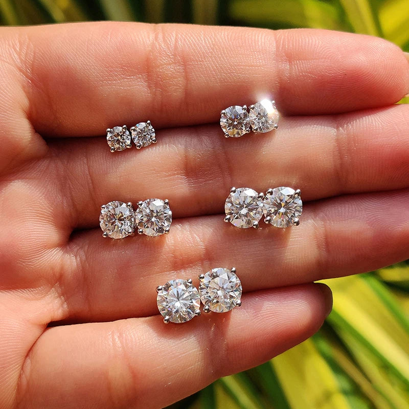 Real 0.1-3CT Test Passed Moissanite Diamond Stud Earrings for Women S925 Silver Platinum Plated Bride Wedding GRA Fine Jewelry TAVEN System LLC