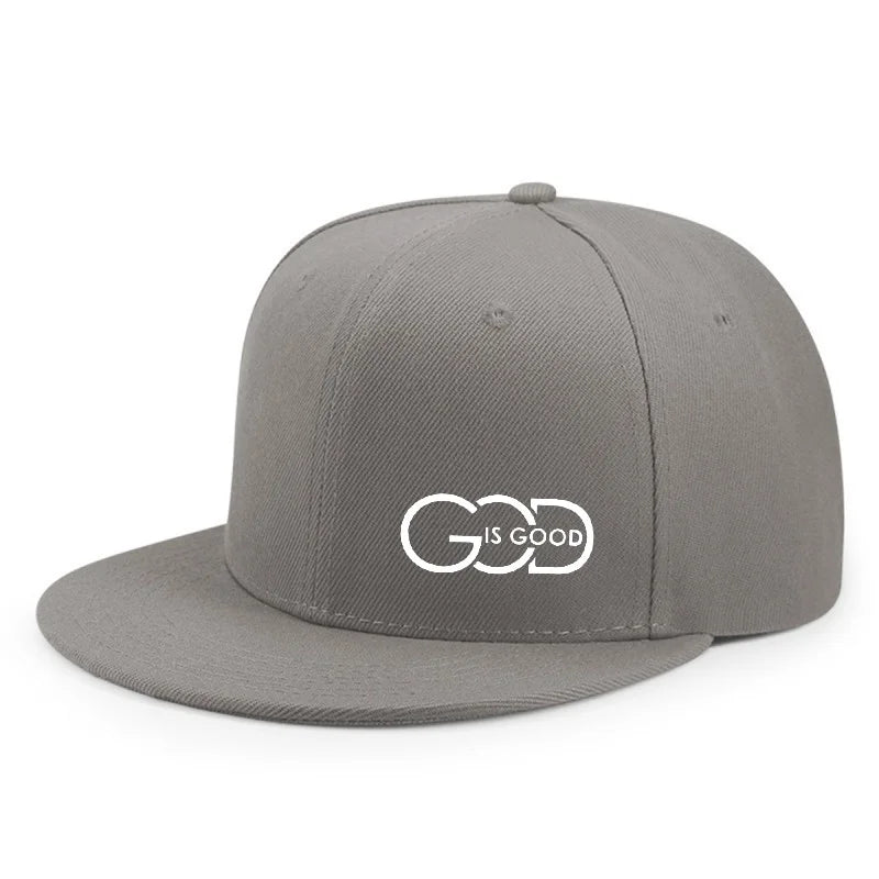 God Is Good Snapback Cap Black Flat Brim Adjustable Baseball Hat