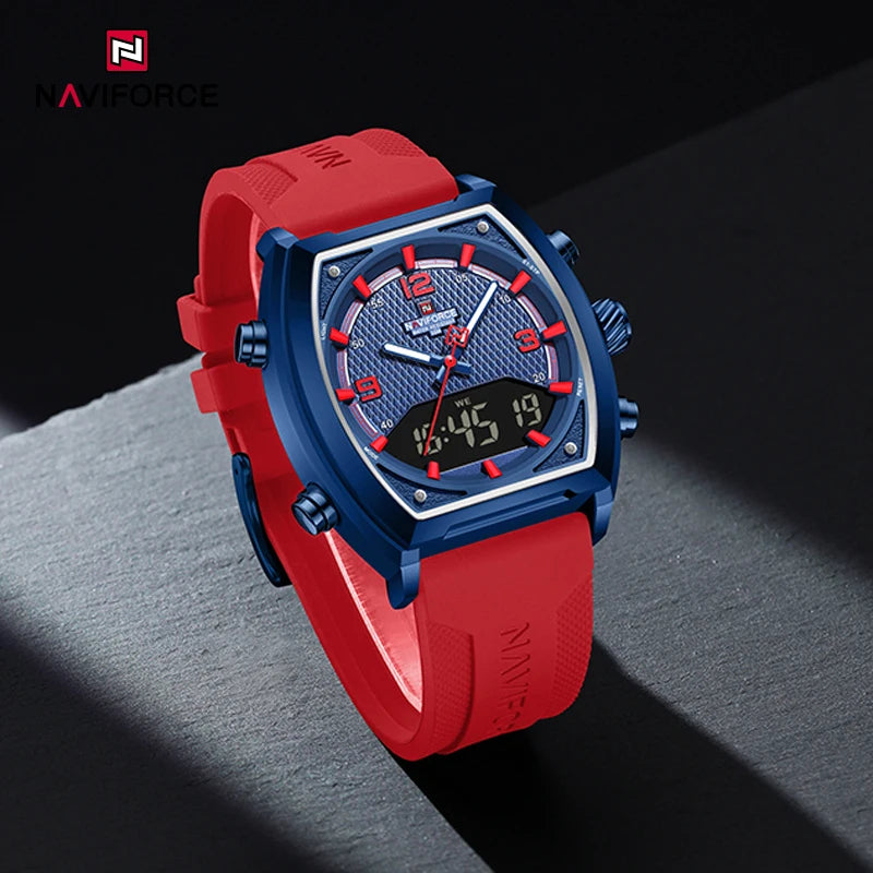 NAVIFORCE Men's Watch Business Simple Original Quartz Watches for Man Waterproof Luminous Silica Band Quartz Analog LCD Display - TAVEN System LLC