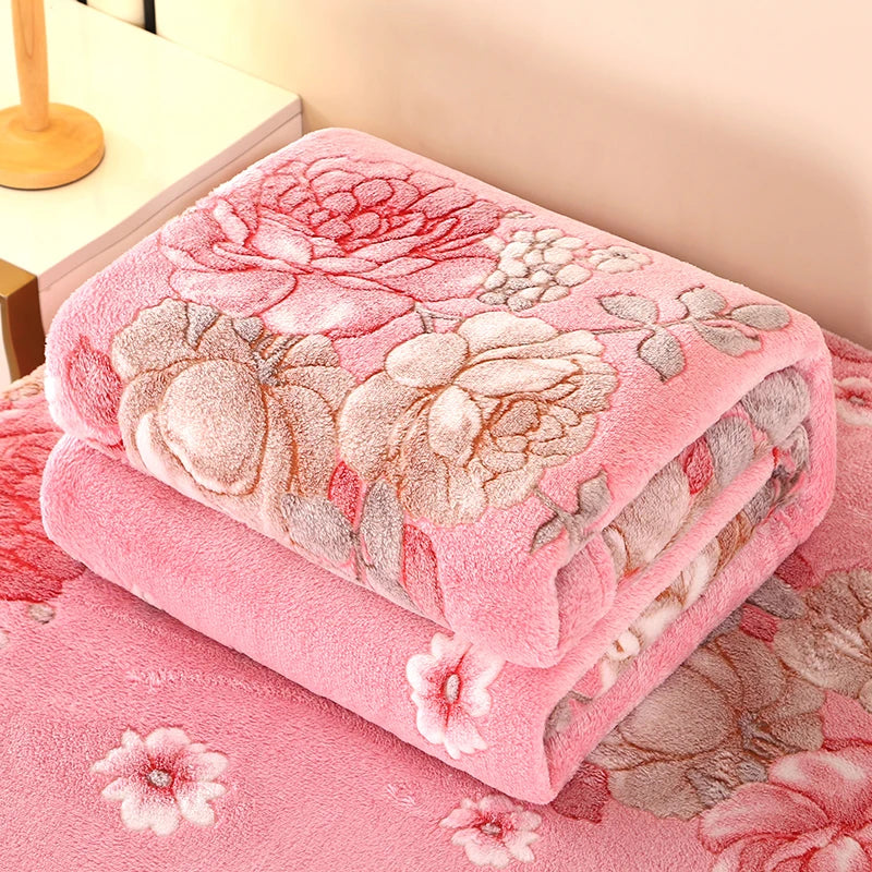 1pc Floral Style Warm Bedspread Fleece Blanket Plaid Travel Shawl Sofa Nap Blanket Home Bedsheet Manta 70X100cm Suitable For Pet TAVEN System LLC
