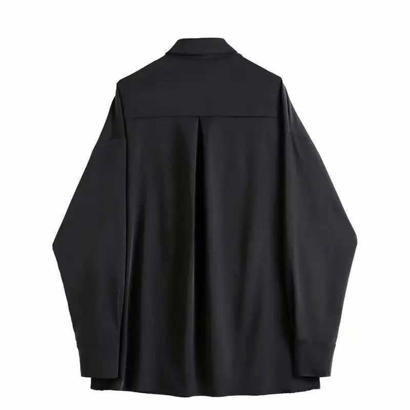 Men Black Gothic Asymmetrical Shirt Co-ord Oversized Streetwear