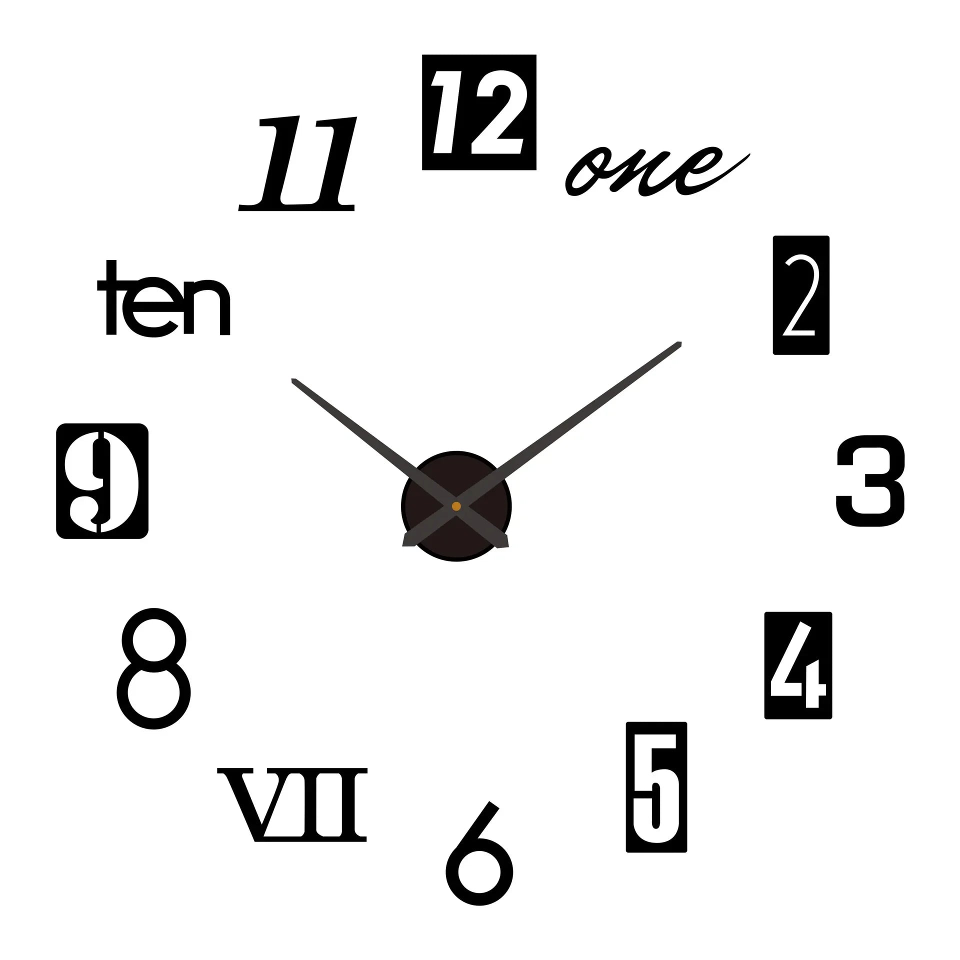 New Modern Design Large Wall Clock 3D DIY Quartz Clocks Fashion Watches Acrylic Mirror Stickers Living Room Home Decor Horloge - TAVEN System LLC
