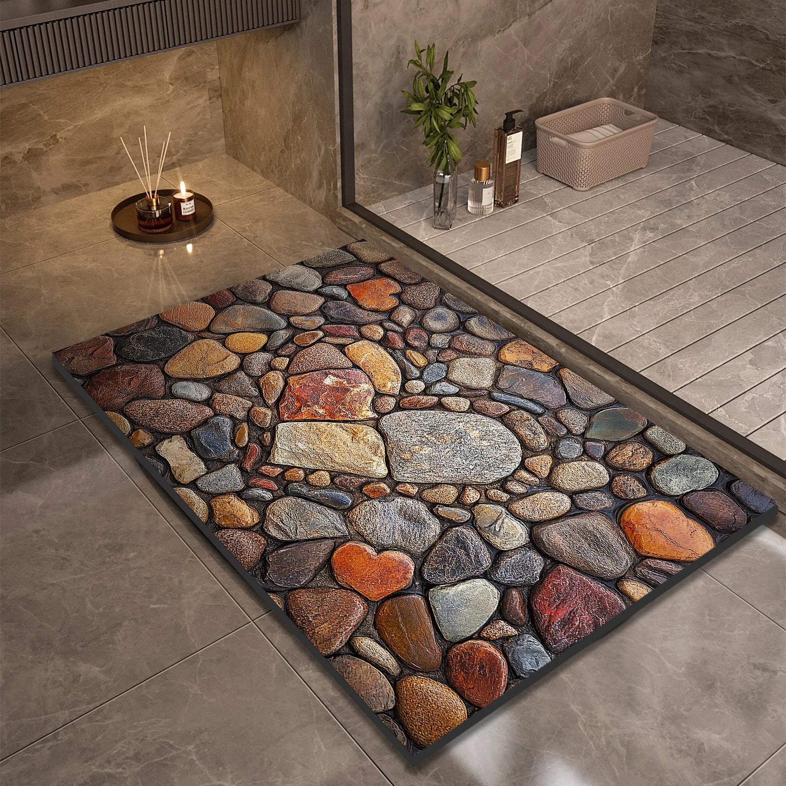 Stone Design Diatomite Bath Mat Bathroom Non-slip Shower Foot Mats Absorbent Quick Dry Toilet Rugs Carpet Doormat Washable TAVEN System LLC