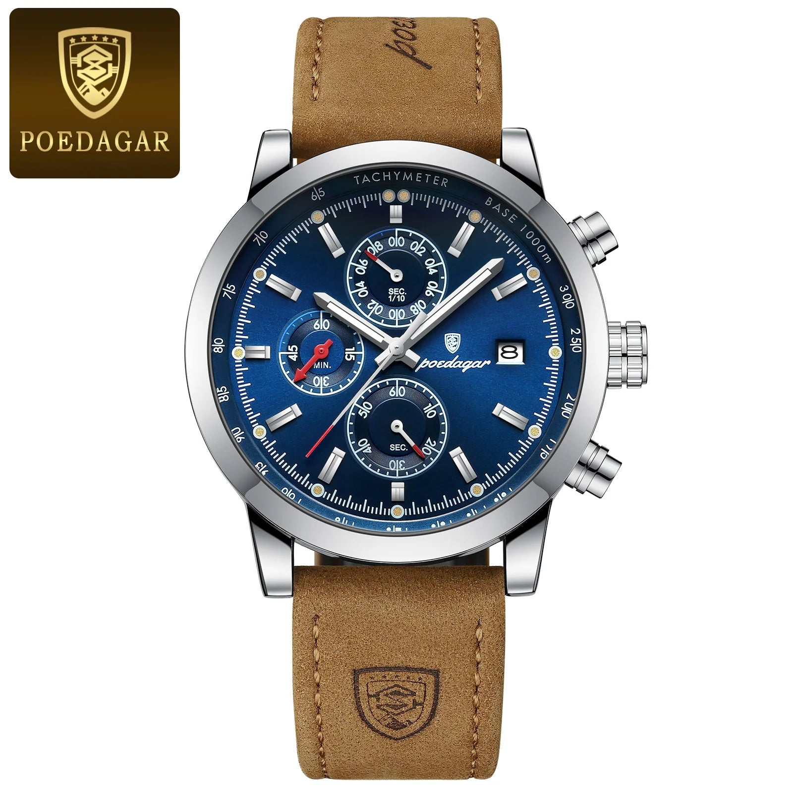 POEDAGAR Luxury Trendy Man Watch Date Waterproof Luminous Chronograph Men Watch Sports Male Stylish Leather Men's Quartz Watches - TAVEN System LLC