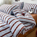 3pcs Simple Pink Striped Duvet Cover Set with 2 Pillowcases Soft Washed Cotton Bedding Set For Girls 150x200cm Bedroom Decor TAVEN System LLC