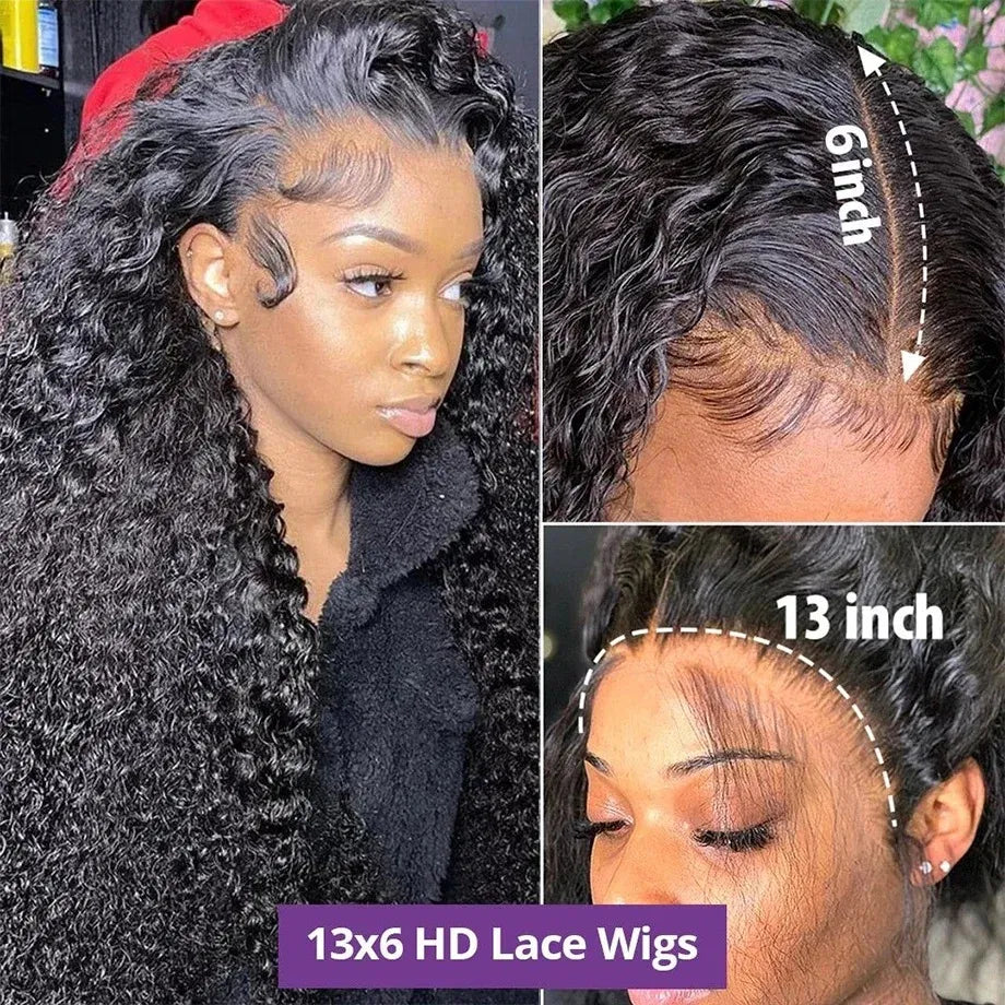 Color: #10, Ships From: CHINA, Stretched Length: 22INCHES, Density: 180% - Curly Human Hair Wigs For Women Water Wave Lace Front Wig 13x4 13x6 Lace Frontal Deep Wave Wig 100% Human Hair Hd Lace Wigs Taven
