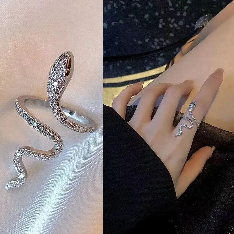 Stainless Steel Open Snake Ring for Women Girls Gothic Punk Adjustable Animal Ring Personality Accessories Fashion Jewelry Gifts TAVEN System LLC