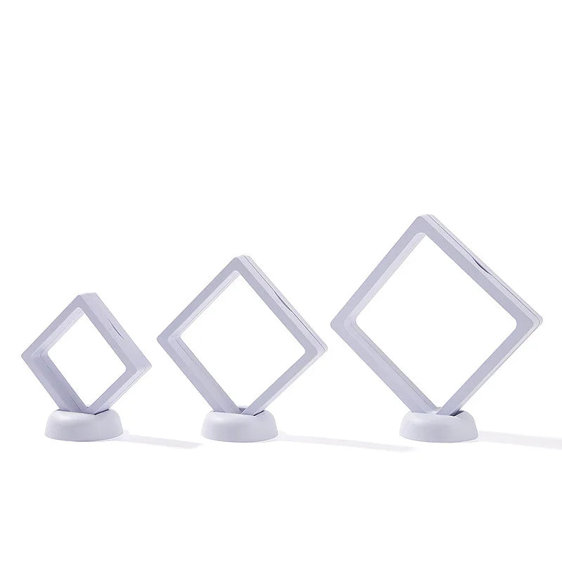 10Pcs PE Film Jewelry Storage Box 3D Packaging Case Free Stand Floating Frame Membrane Ring Earrings Necklace Display Holder TAVEN System LLC