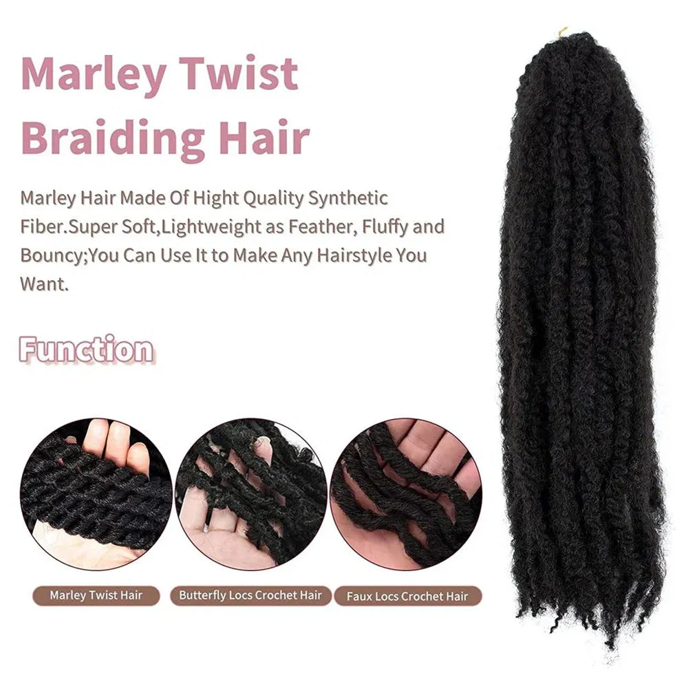 Color: T1B/30, Stretched Length: 18inches, Bulk Buy: 3Pcs/Lot - 18 Inch Synthetic Marley  Twist Braiding Hair Afro Kinky Curly Crochet Hair for Faux Locs Long Springy Twist Hair Extensions Taven