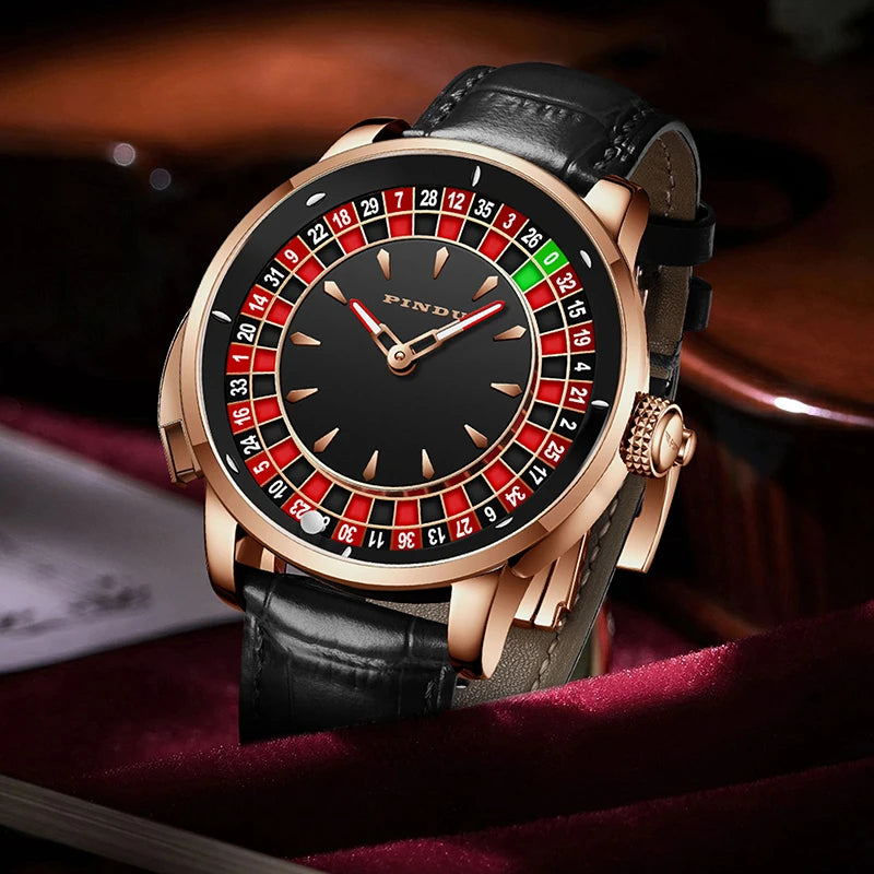 Men’s Automatic Skeleton NH35 Sapphire Leather Watch TAVEN System LLC