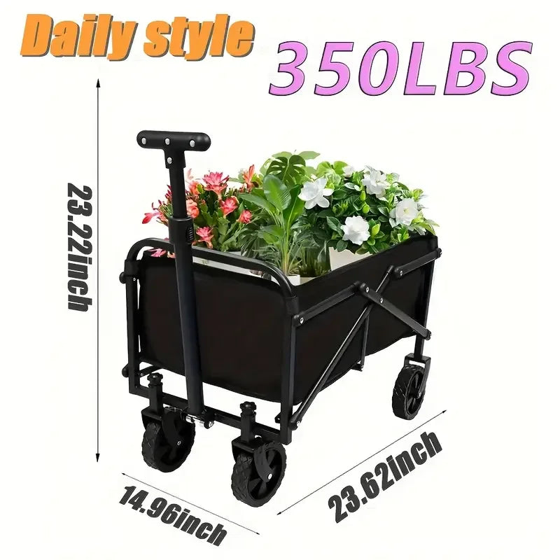 Collapsible foldable wagon cart with all terrain wheels for beach