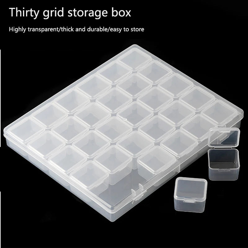 1/6/9/15/30Grids DIY Diamond Jewelry Storage Box Grids Clear Nail Art Rhinestones Tools Beads Display Storage Case Organizer Box TAVEN System LLC