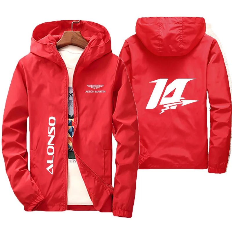 Aston Martin Racing Hooded Windbreaker Jacket Men Casual Zipper Coat