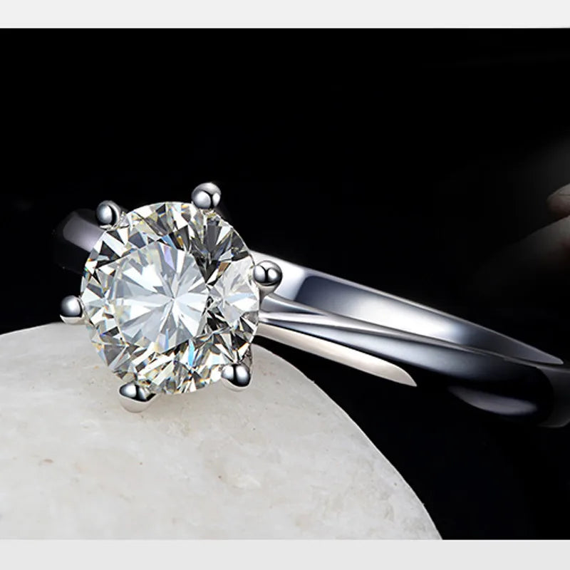 Fine Wedding Rings for Men Women Gift S925 Sterling Silver Color Austrian Crystal Engagement Proposal Ring Jewelry Bague Femme - TAVEN System LLC